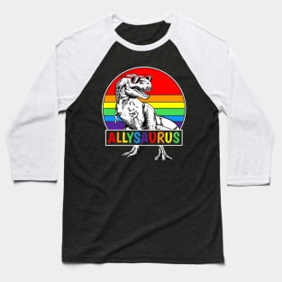 Allysaurus LGBT Tshirt Dinosaur Rainbow Flag Ally LGBT Pride Baseball T-Shirt